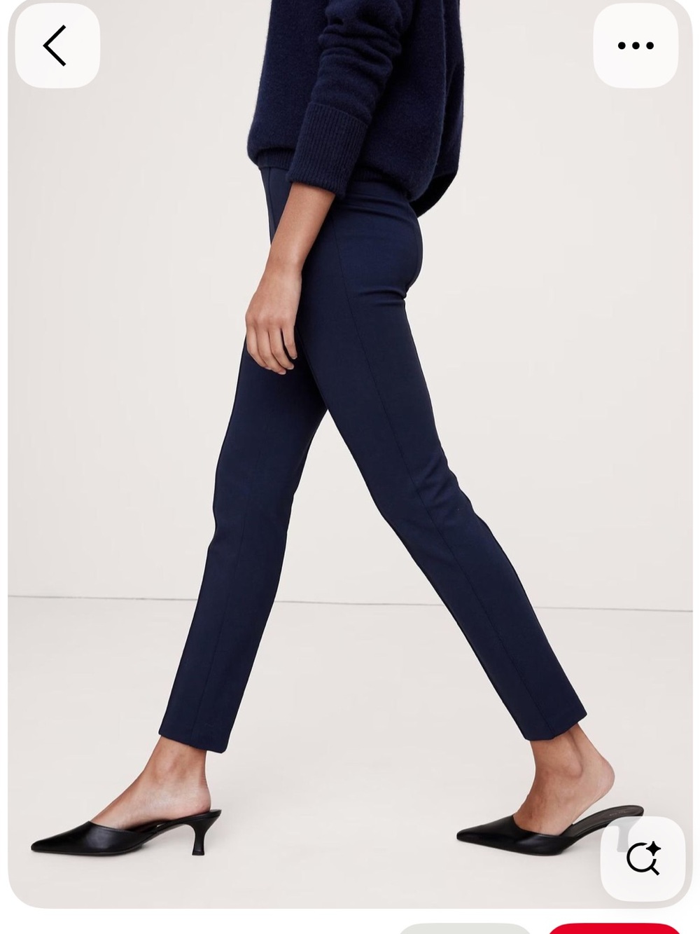 LOFT Navy Straight-Leg pants with Front Zip Details
